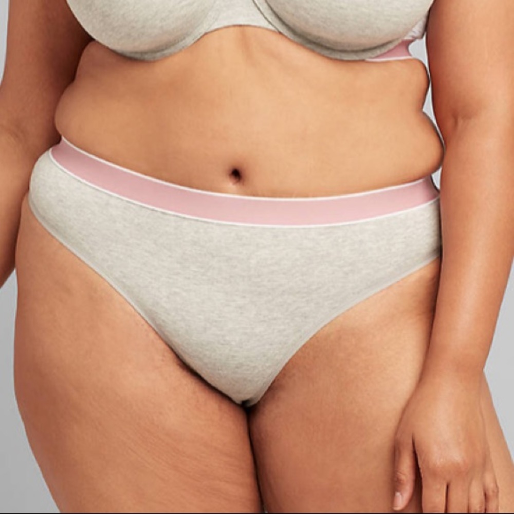 Gray thong with pink band